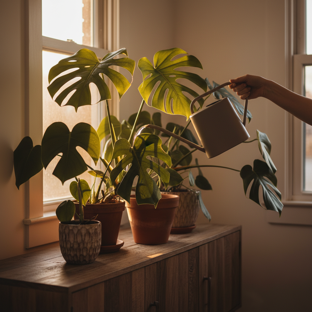 monstera watering: the mistake that causes more yellow leaves than drought